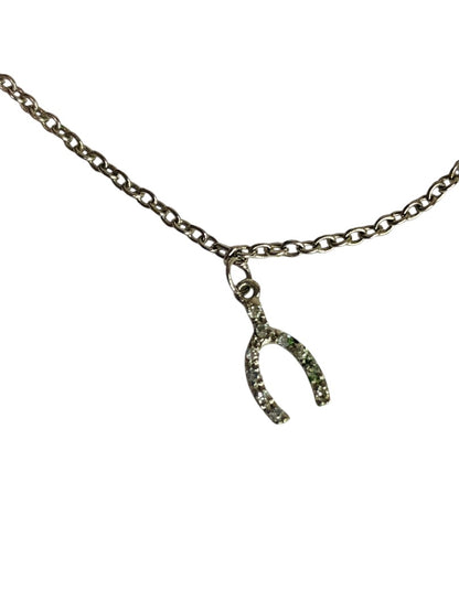 Silvertone Anklet Charms Peace Wishbone Horseshoe 10 Inch