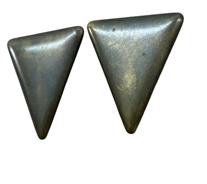 1980s Acrylic Post Pierced Earrings Metallic Finish Large Triangle 1.75 Inch