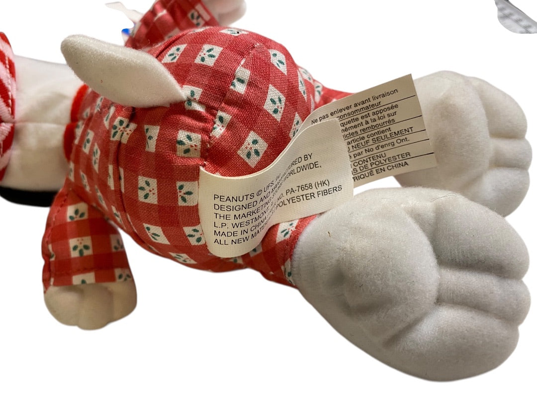 Vintage Whitmans Promotional Nighttime Snoopy Peanuts 9" Plush Bells Christmas