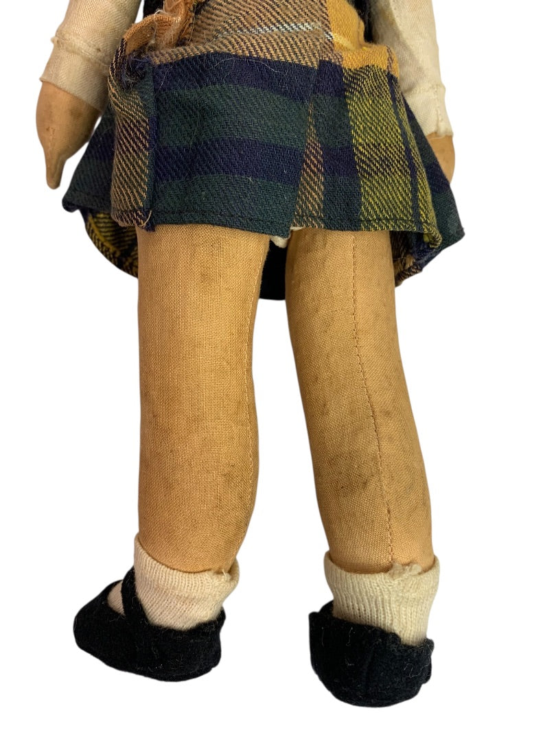 Vintage Chad Valley Cloth Doll 12 Inch Scottish Girl Made in England