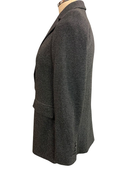 Size 2P Loft Petites Womens Microcheck Blazer Business Soft Black Gray