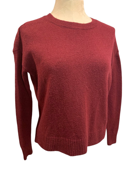 XS Loft Womens Burgundy Sweater Crewneck Wool Blend