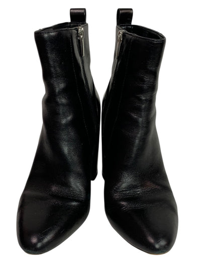 Size 6 Vince Camuto Womens Black Leather Booties 4 Inch Block Heel Enverna