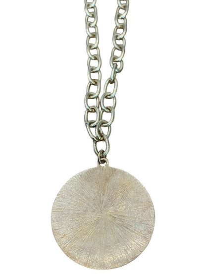 Express 2" Round Pendant Chain Chunky Necklace Goldtone Black 36 Inch