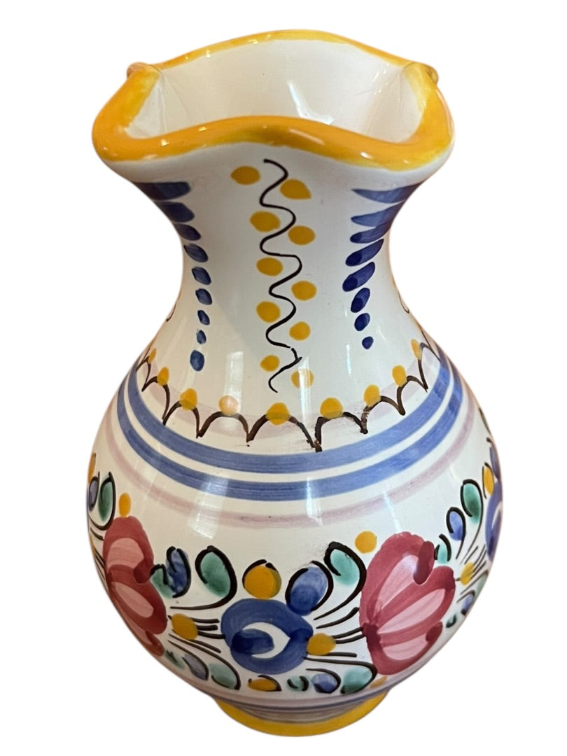 Modra Slov Ludova Majolika Handpainted Small 4" Floral Bud Vase C-104-02