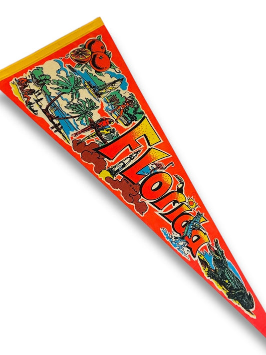 Vintage 26.5 Inch Kitschy Florida Pennant Souvenir Felt Flag USA Made