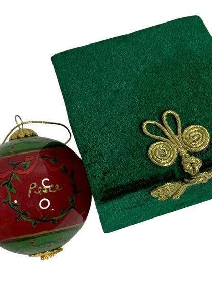 2004 Glass Painted Christmas Dove Ornament in Box 2.5"