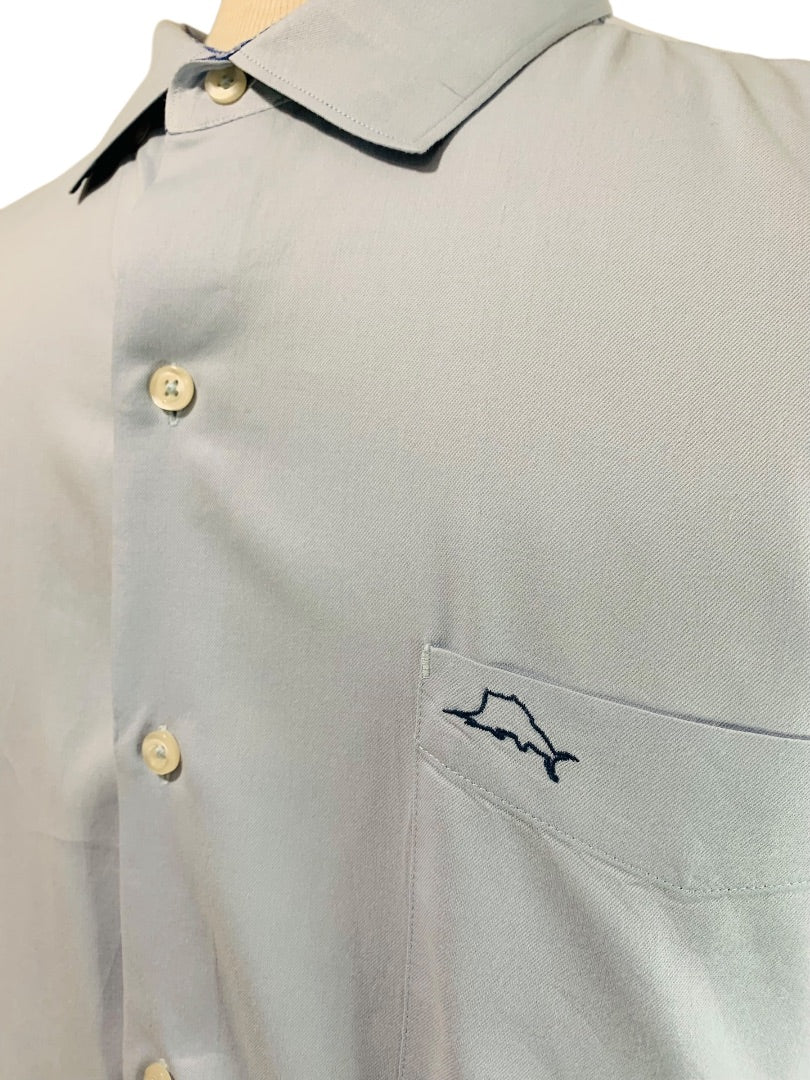 XL Tommy Bahama Mens Button Up Silk Blend Dress Shirt Light Blue