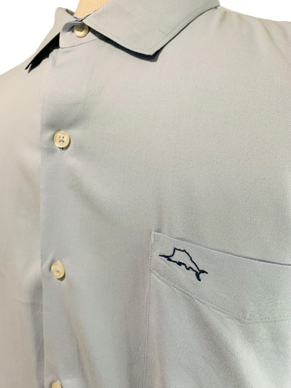 XL Tommy Bahama Mens Button Up Silk Blend Dress Shirt Light Blue
