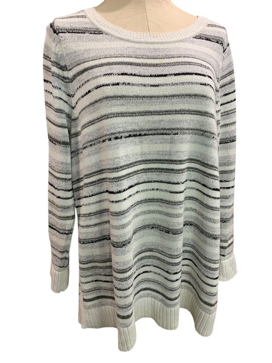 1X T by Talbots Womens Striped Gray Pullover Sweater Cotton Blend