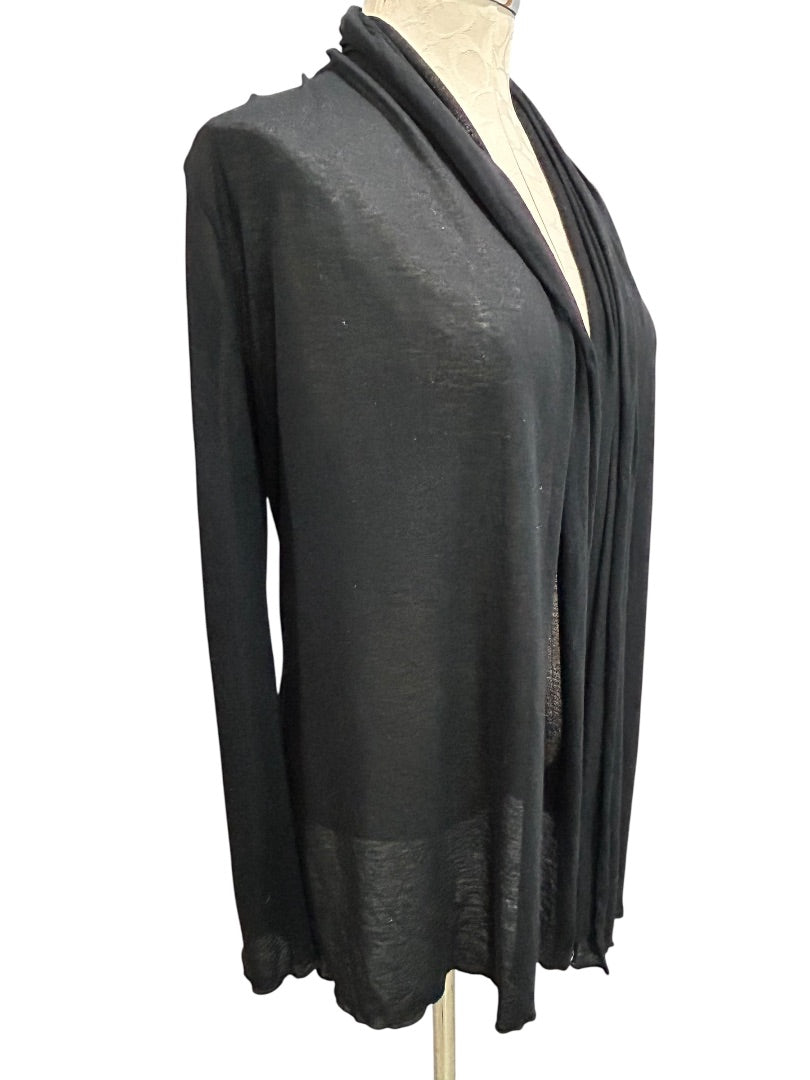 Medium BCBG Max Azria Black Lightweight Knit Open Cardigan Shirt