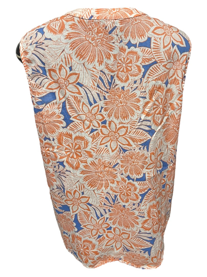 XL Talbots Floral Embroidered Cotton Sleeveless Shirt Boho Pullover