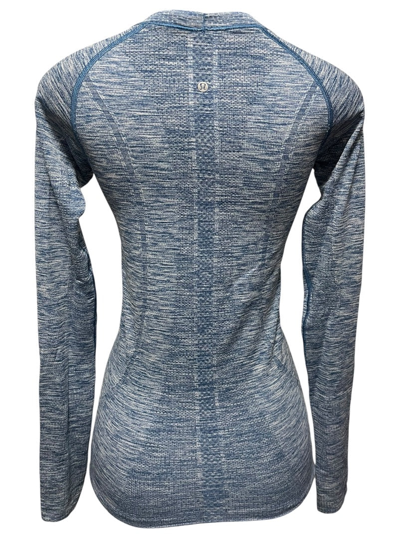 XS Lululemon Athletica Run Head Up Heart Out Womens Long Sleeve Top Blue