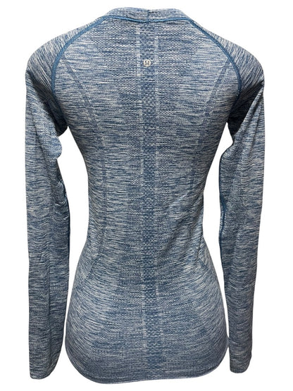 XS Lululemon Athletica Run Head Up Heart Out Womens Long Sleeve Top Blue