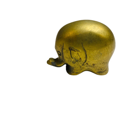 Vintage Small Brass Elephant Figurine Paperweight 2.5" x 1.75"h Lucky