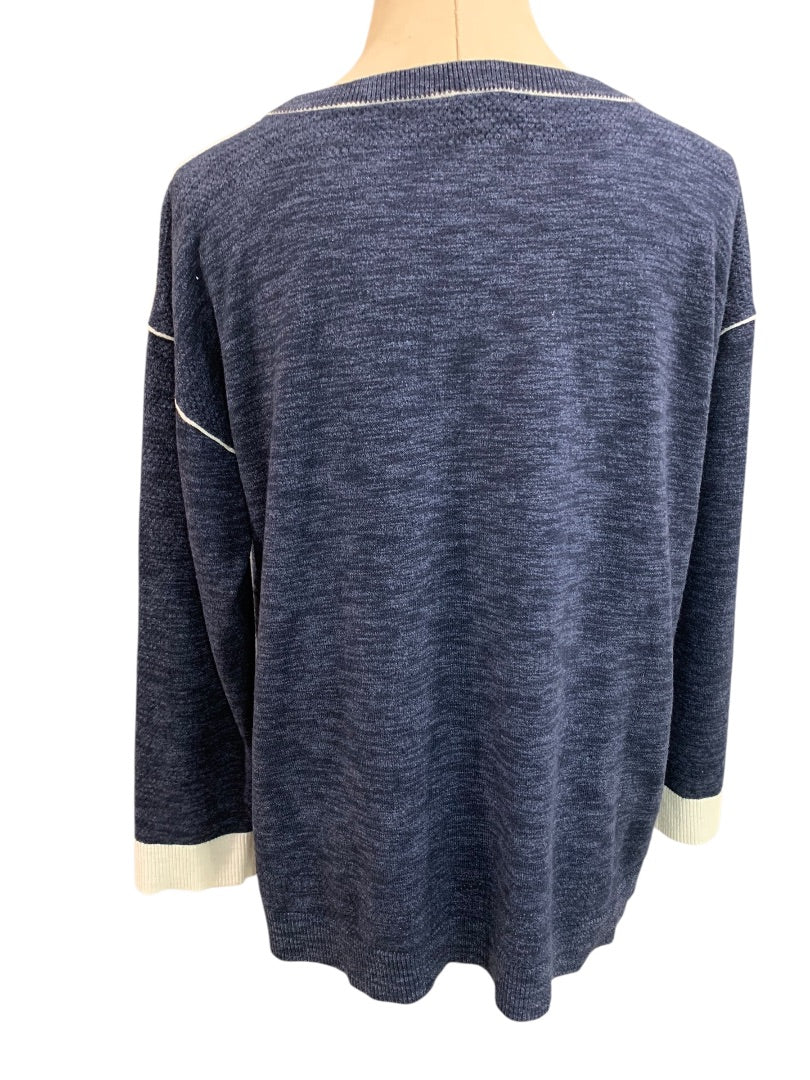 XL T by Talbots Womens Navy Blue Heather Pullover Sweater Casual