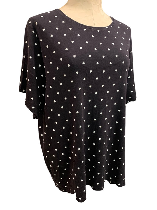 1X Croft & Barrow Womens The Classic Tee Tshirt Black Heart Print