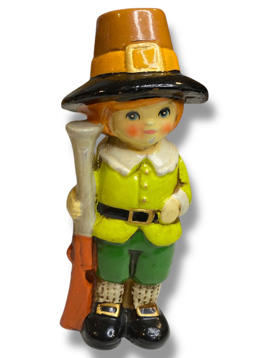 Vintage Napco Japan Papier Mache Pilgrim Boy Figurine M-8228 6.5"