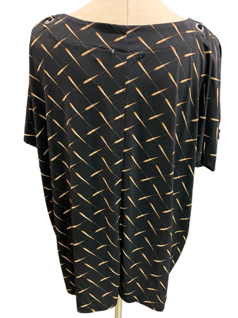 2X Notations Womens Pullover Shirt Split Sleeve Rivets