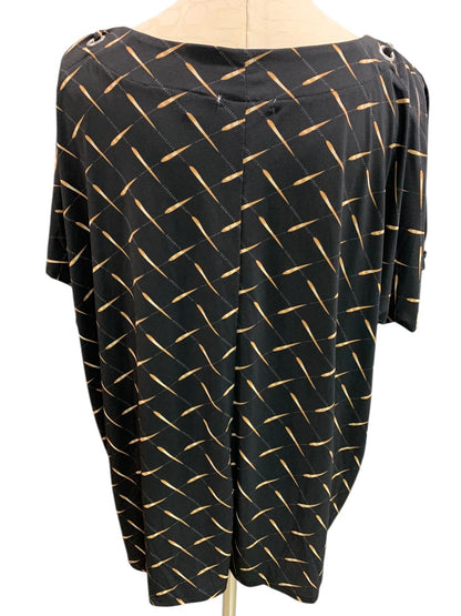 2X Notations Womens Pullover Shirt Split Sleeve Rivets