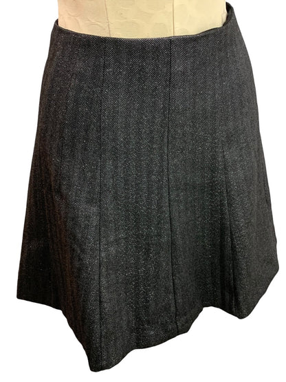 Size 2P Loft Petites Black Silver Herringbone A-Line Skirt