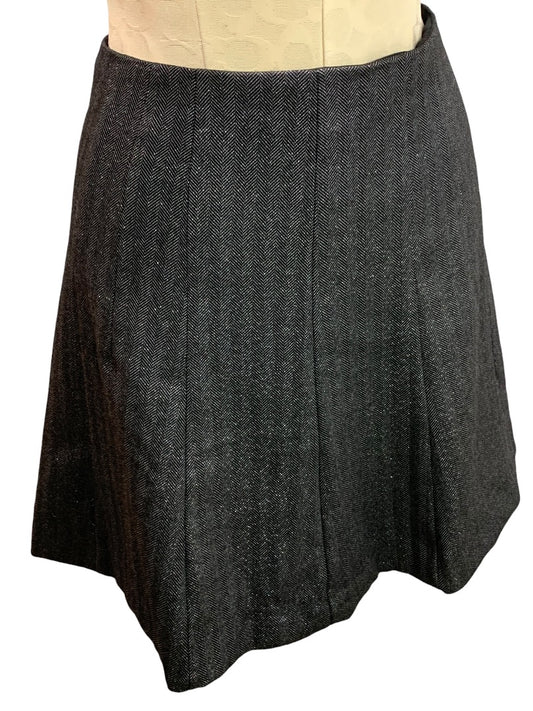 Size 2P Loft Petites Black Silver Herringbone A-Line Skirt