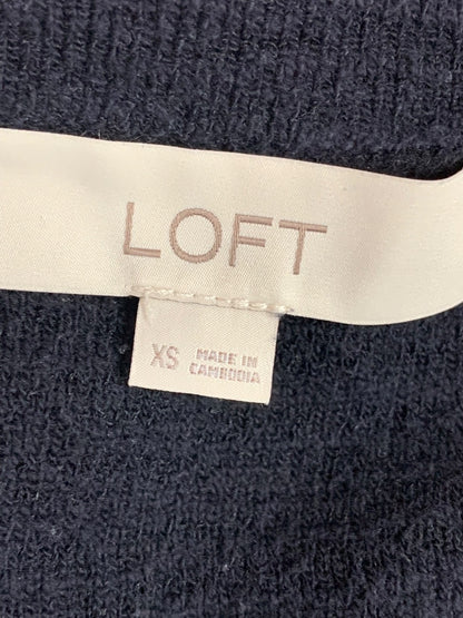 XS Loft Womens Navy Blue V-Neck  Sweater Goldtone Buttons
