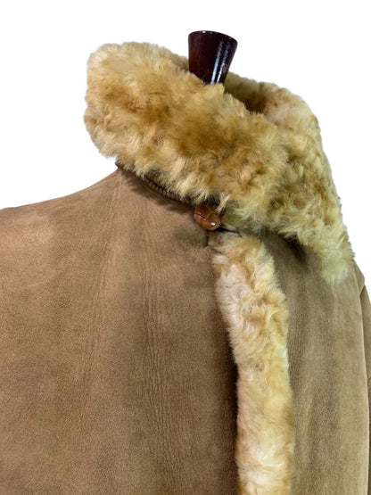 3XL Vintage Marlboro Man Suede Sheepskin Shearling Coat Jacket Rugged