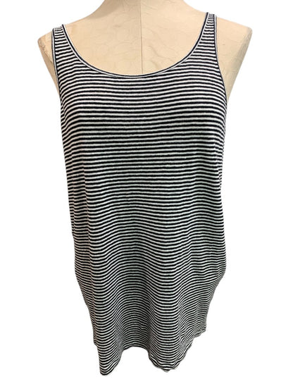 Large Eileen Fisher Womens Scoop Neck Tank Top Black White Stripe