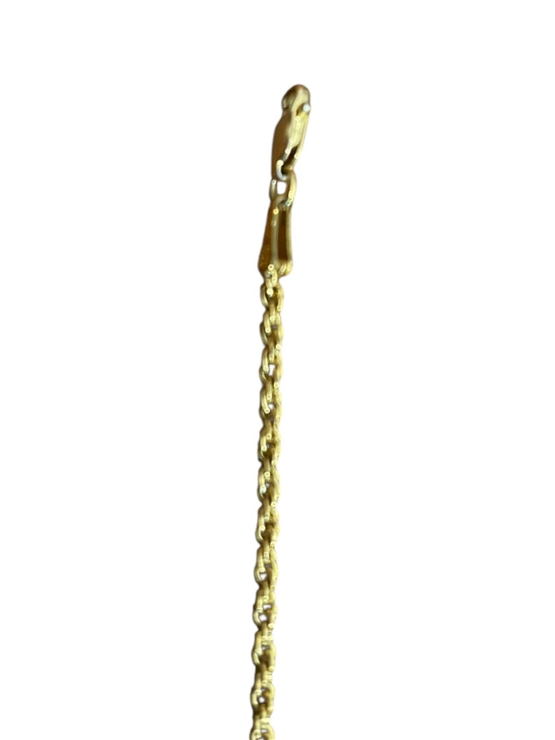 7" Gold Plated Rope Chain Bracelet Stamped 925