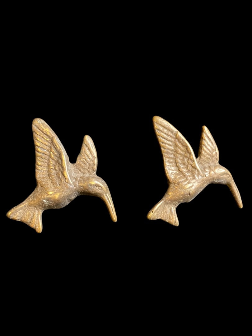 Set of 2 Brass Hummingbird Drawer Pull Knobs 54mm 2"