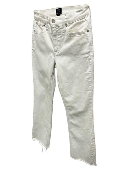 Size 25 J.Crew Mid-Rise Flare Crop Womens White Jeans Raw Hem