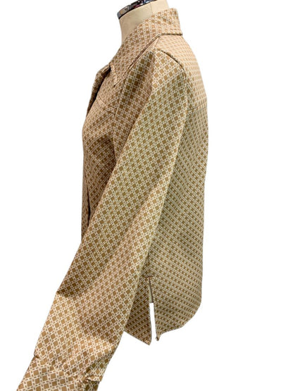 1970s Womens Polyester Button Up Jacket Shirt Pockets Handmade Medium