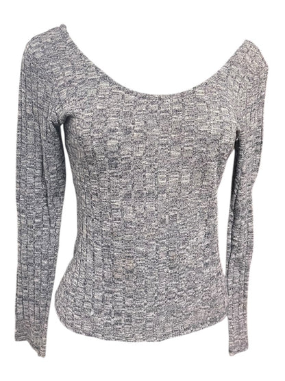 Medium Ultra Flirt Ribbed Fitted Womens Top Marled Purple Scoop Neck