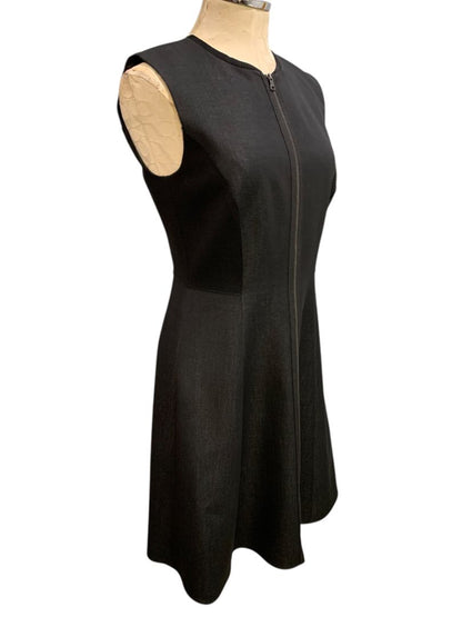 Size 6 Tahari A-Line Tristen Dress Heather Black Front Zip Lined