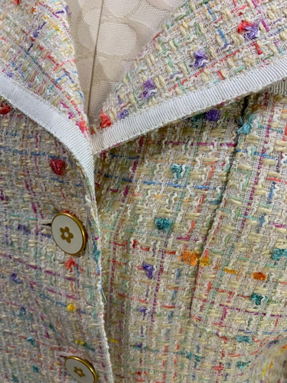 Size 8 Le Suit Womens Tweed Skirt Suit Jacket Grosgrain Trim