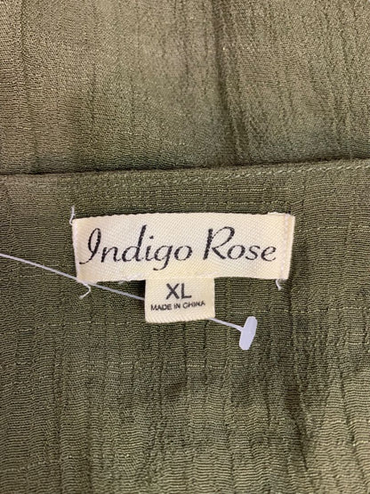 XL Indigo Rose Womens Boho Shift Dress Olive Green