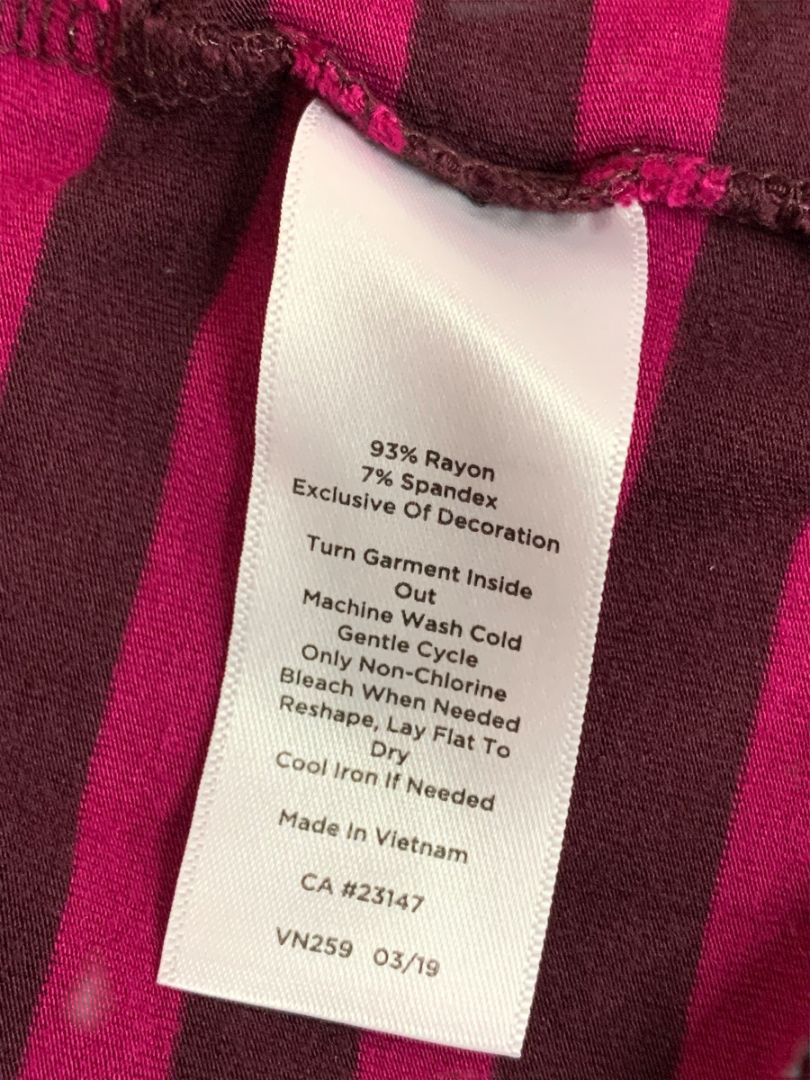 Size XL Talbots Womens Striped Raspberry Tie Neck Shirt