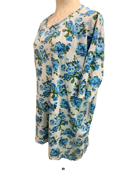 Size XL LulaRoe Womens Hi Lo Tunic Top Shirt 1/2 Sleeve Blue Rose