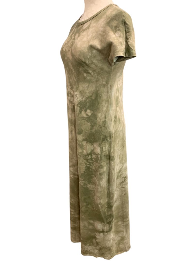 Size XS LulaRoe Maria Tshirt Maxi Dress Tie Dye Olive Green Tan