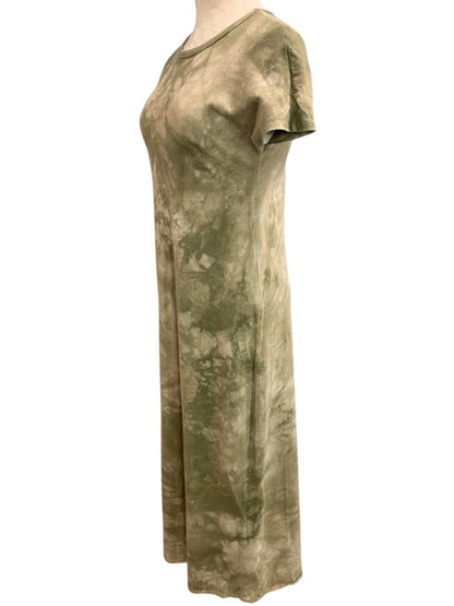 Size XS LulaRoe Maria Tshirt Maxi Dress Tie Dye Olive Green Tan