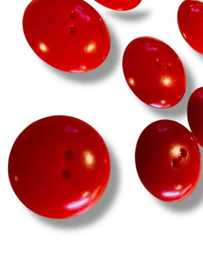 Set of 10 Midcentury Red Plastic Buttons  Curved Craft Sew 1" Diameter