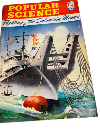 Popular Science March 1942 Magazine Fighting the Submarine Menace