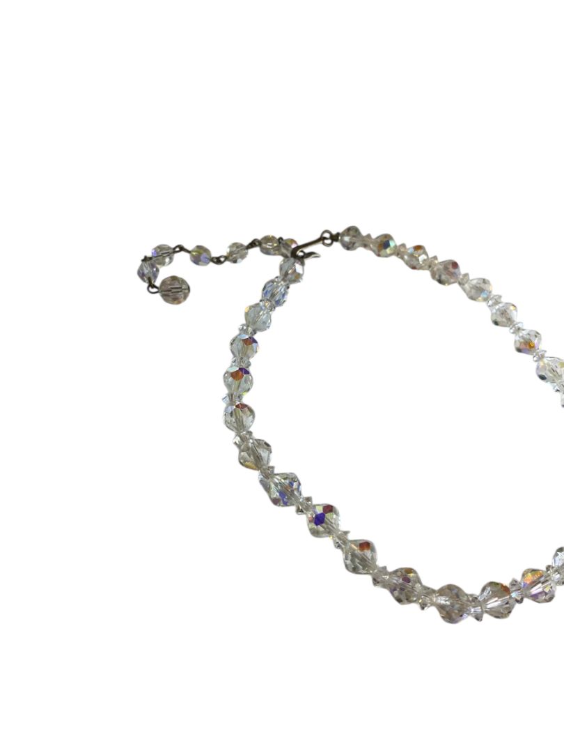 Vintage Signed Laguna Aurora Borealis Beaded Necklace Hook Closure 15"