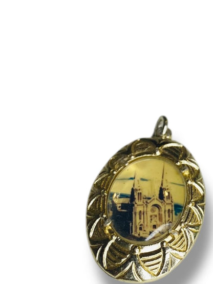 Vintage Double Sided St Anne Notre Dame Pendant Charm Religious 1.5"