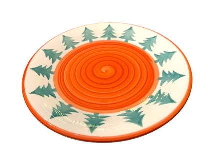 Set of 3 Pier 1 Christmas Tree 9.5" Salad Plates Pottery Christmas