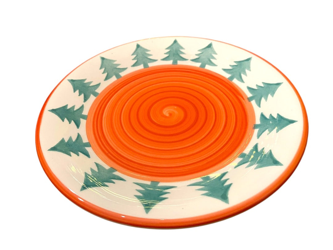 Set of 3 Pier 1 Christmas Tree 9.5" Salad Plates Pottery Christmas