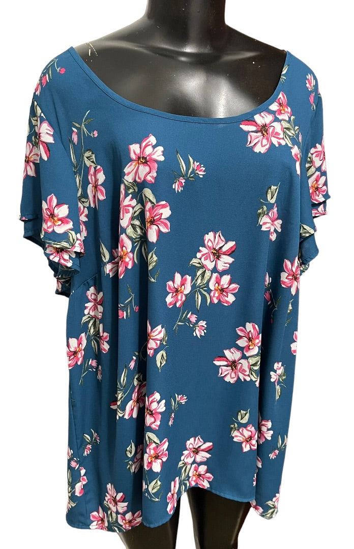 2X Torrid Women's Georgette Flutter Short Sleeve Pullover Blouse