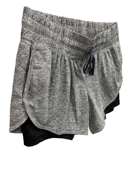 Medium Avia Women's Gray Black Running Shorts Pull On Lined Undershorts