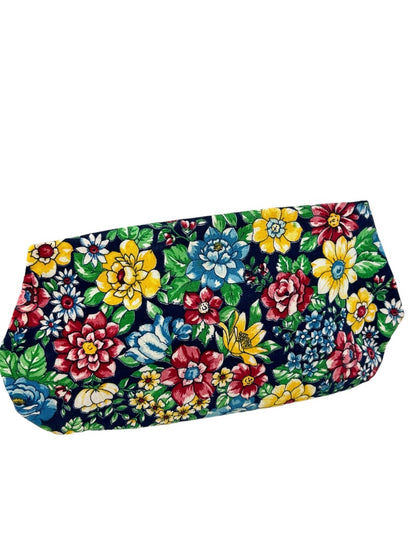 Flowered Fabric Zip Top Cosmetic Pouch Vintage 1960s Floral